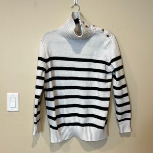 Long Sleeve Striped Sweater with Button Detail- Size Small